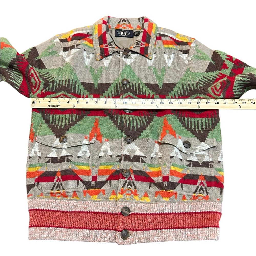 RRL Ralph Lauren Men’s Medium Southwestern Wool Blend Aztec Sweater Jacket $1200 - Picture 11 of 11